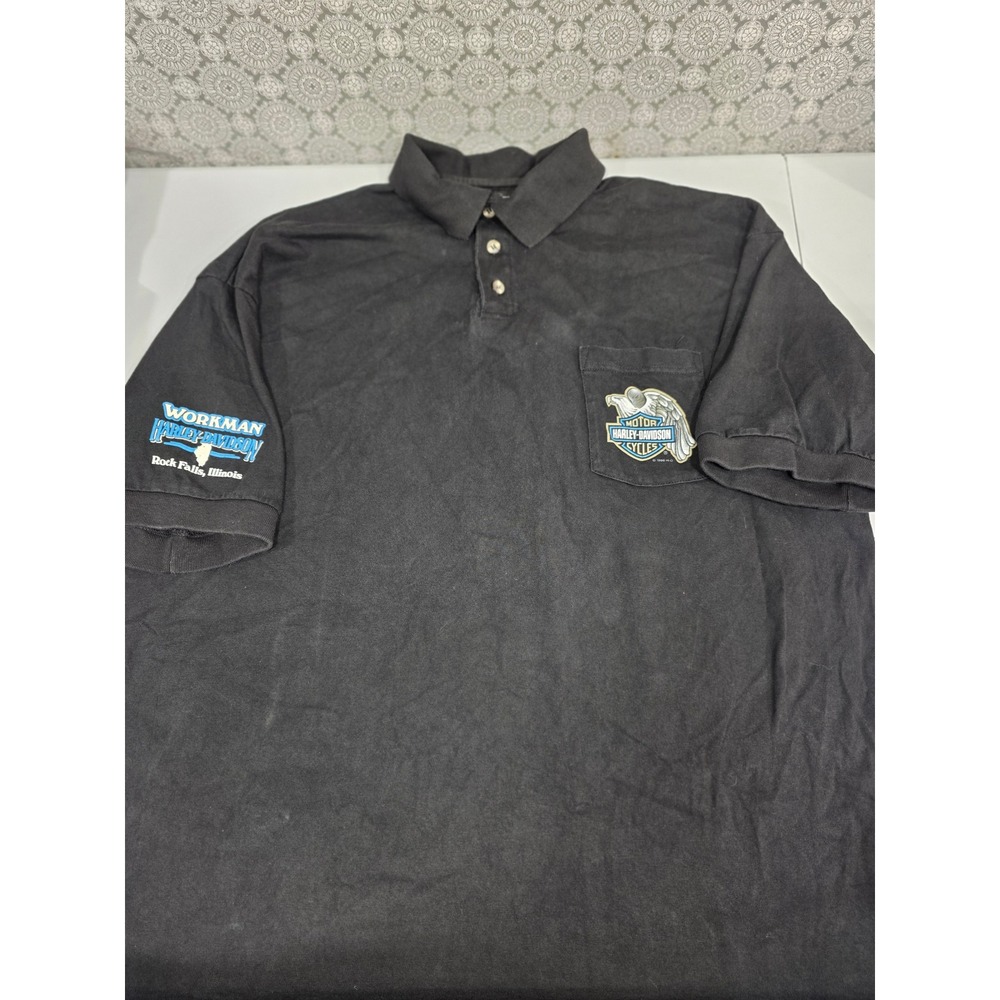 Vintage 1996 Harley Davidson Cycles Workman Rock Falls Illinois Polo Shirt‎ XXL
